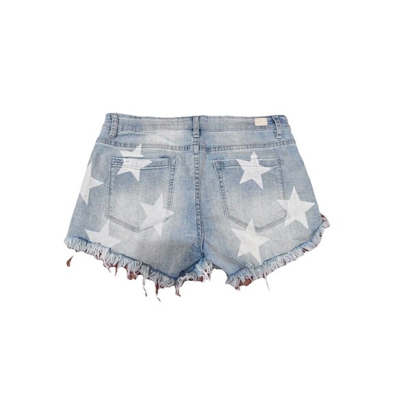 SL8 Denim Shorts Women's Size 28 Stars Raw Hem Distressed Edgy Summer Beach - Picture 3 of 5